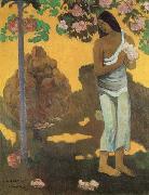 Woman with Flowers in Her Hands Paul Gauguin